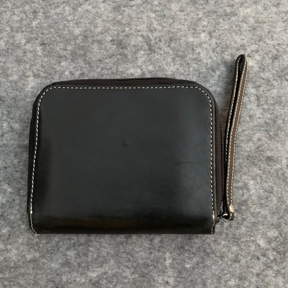 Danier Black Bifold Zip Closure and Side Snap On Closure Wristlet Wallet - Picture 3 of 8